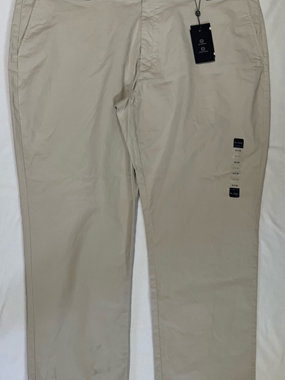 St Aisle Men's Stretch Chino Pants Beige 46 x 30 NWT *Stain see pics*